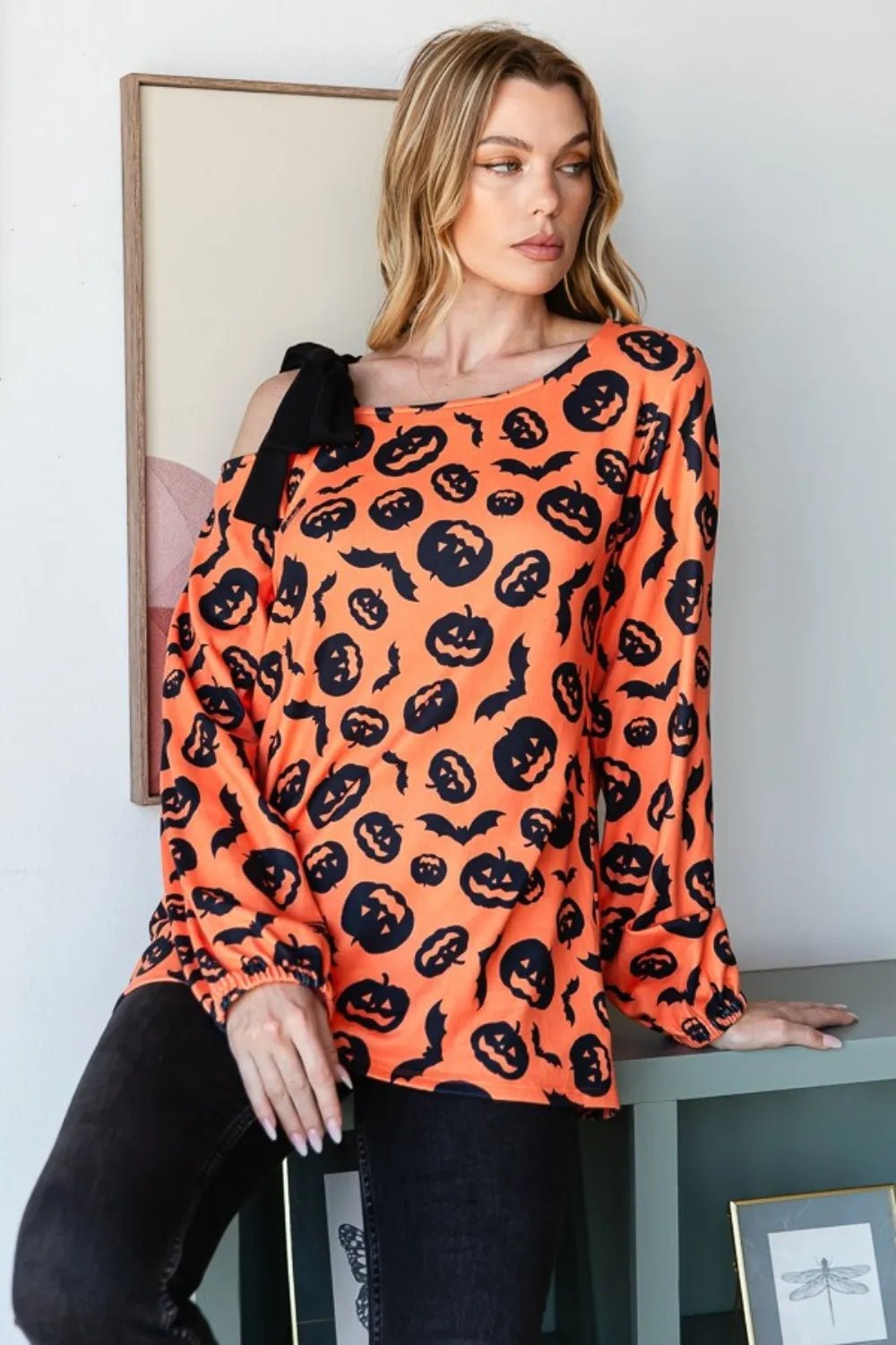 Heimish Pumpkin Print One Shoulder T-Shirt - Desert Sunday