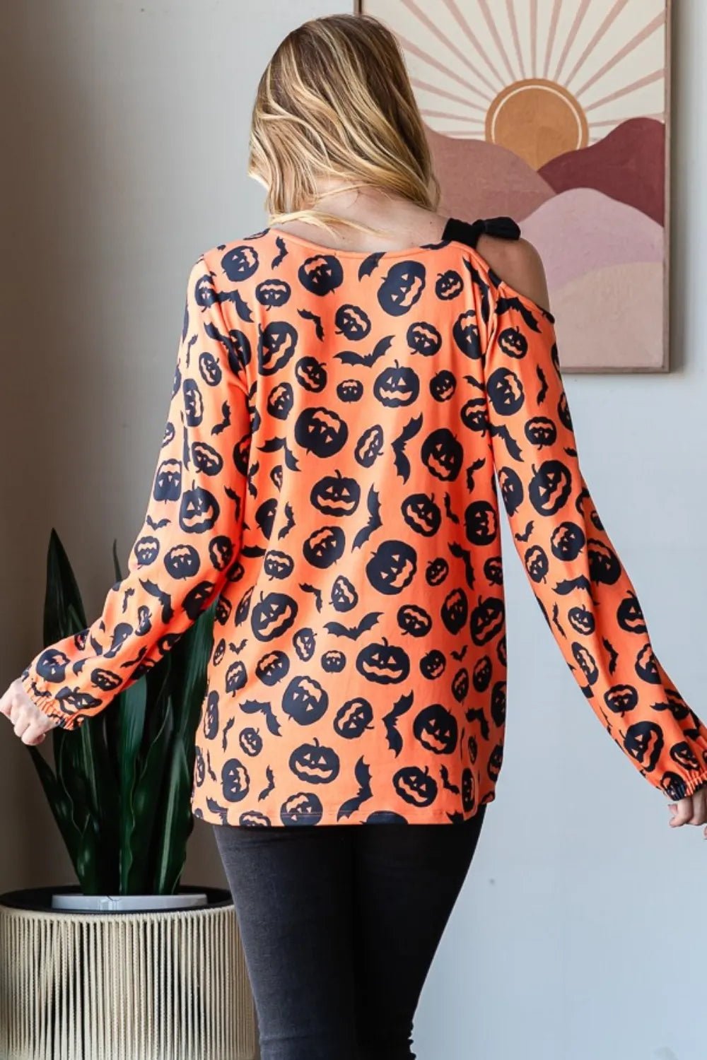 Heimish Pumpkin Print One Shoulder T-Shirt - Desert Sunday