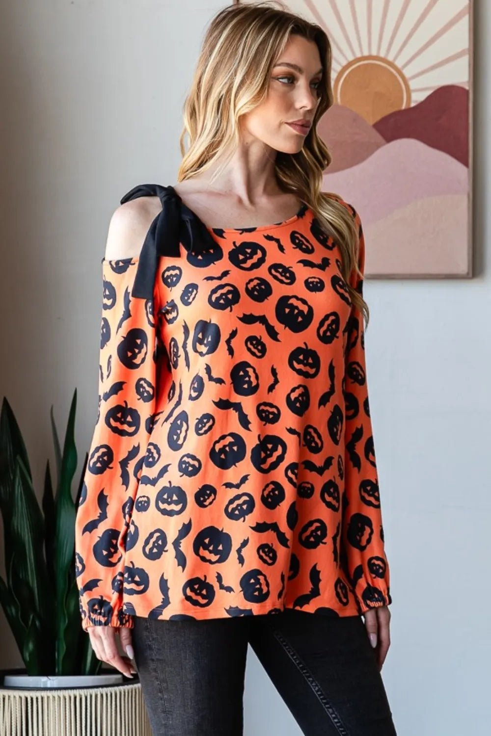 Heimish Pumpkin Print One Shoulder T-Shirt - Desert Sunday