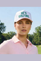 He’s Golfing Two-Tone Trucker Hat - Desert Sunday