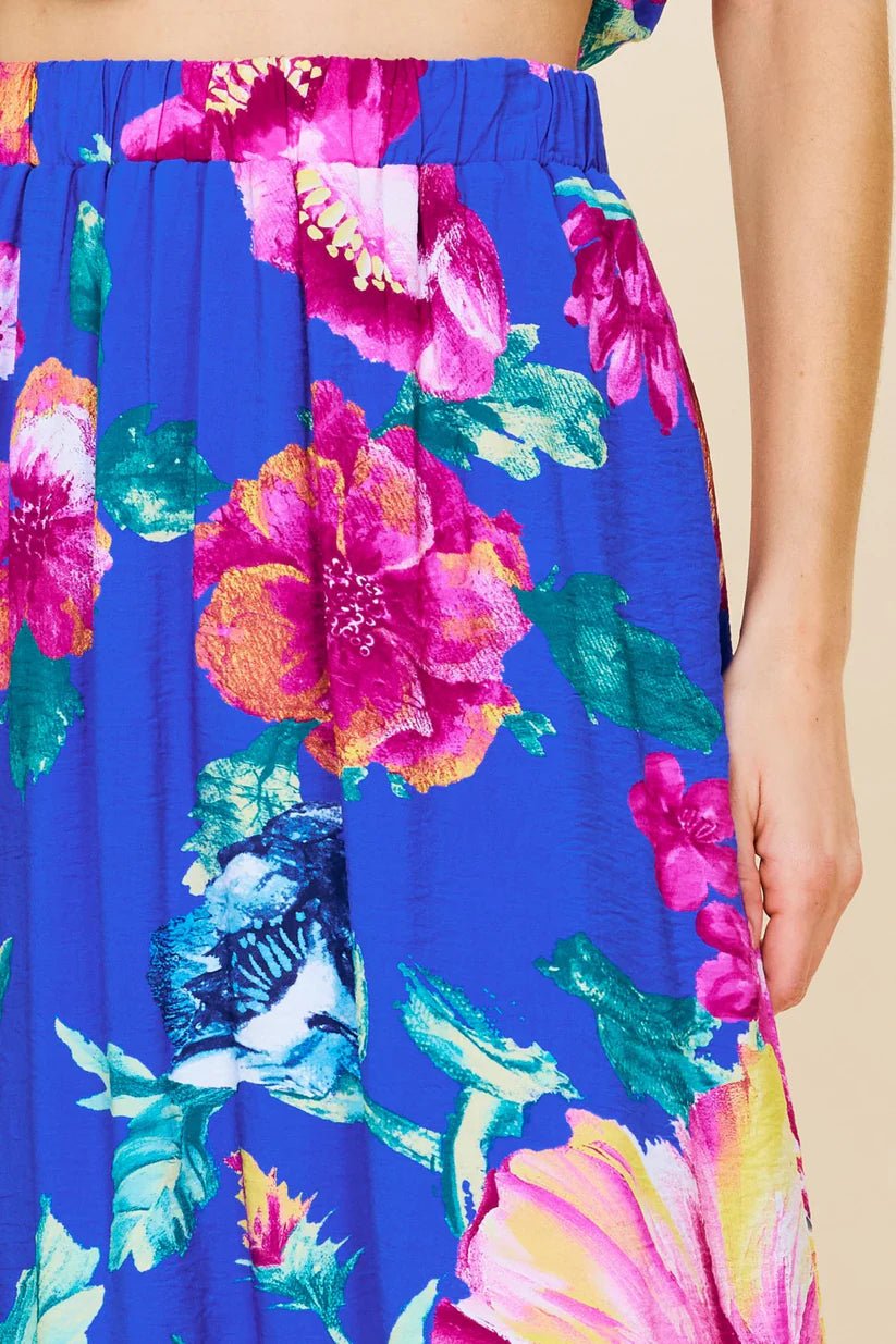 Island Bloom Maxi Skirt in Blue - Desert Sunday