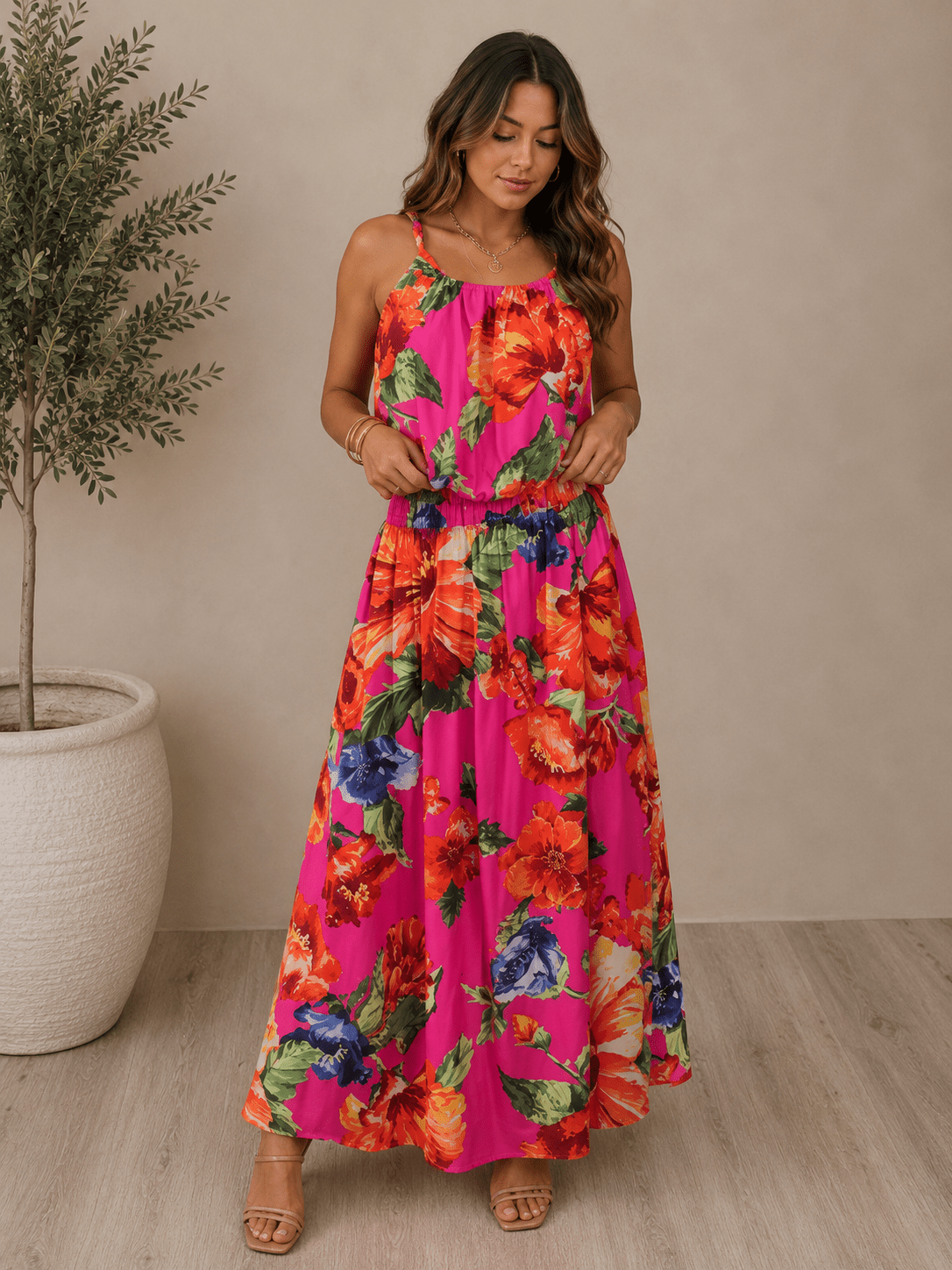 Island Bloom Maxi Skirt in Megenta - Desert Sunday