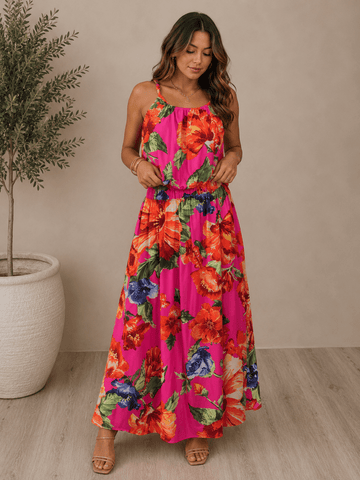 Island Bloom Maxi Skirt in Megenta - Desert Sunday