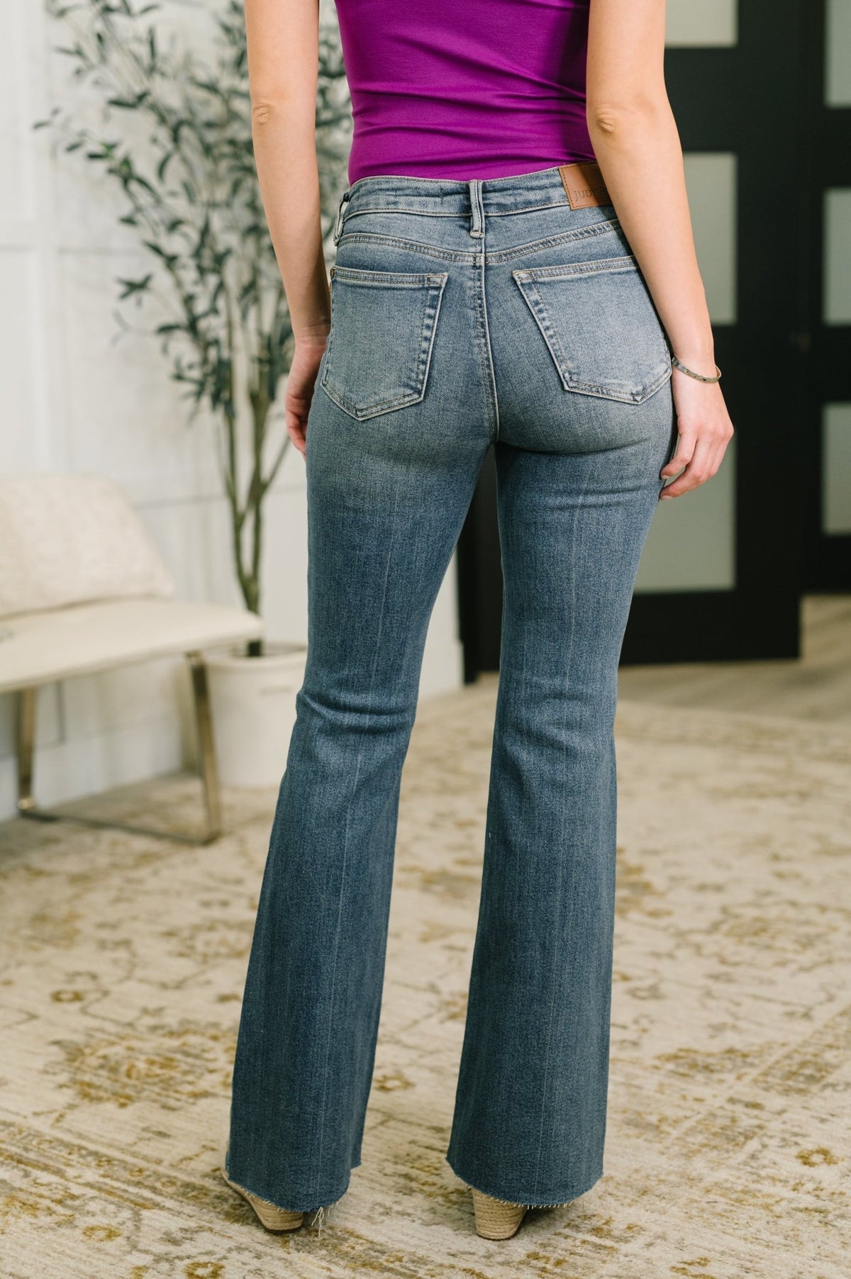 Jackie Mid Rise Flare Jean with Front Flap Pockets - Desert Sunday