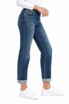 Judy Blue Billie Cuffed Boyfriend Jeans –Dark Wash - Desert Sunday