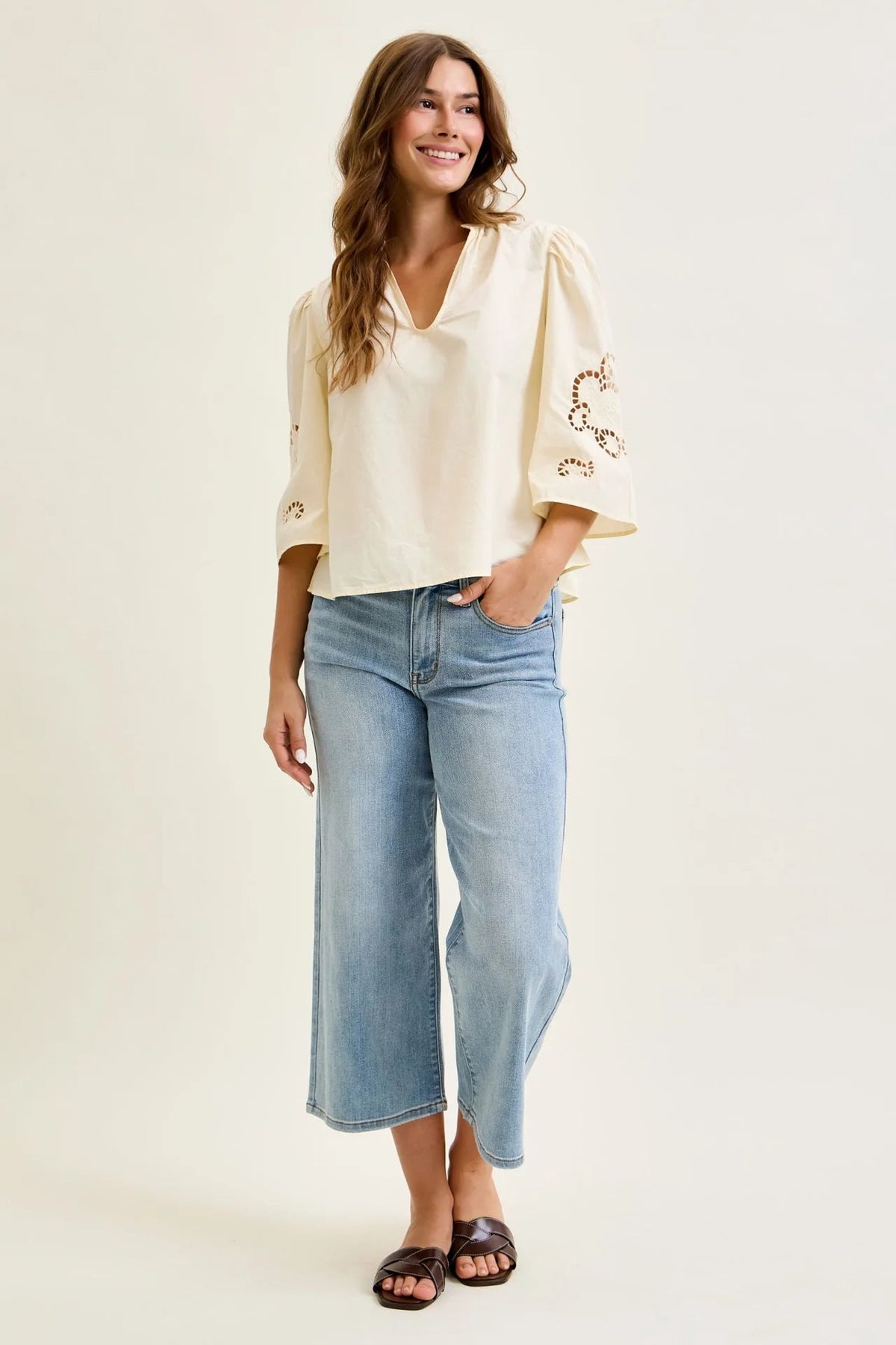 Judy Blue Easy Days Wide Leg Crop Jeans - Desert Sunday