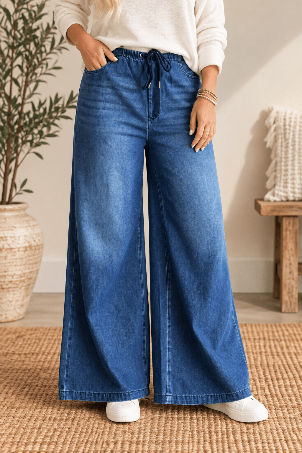 Judy Blue Featherweight Drawstring Jeans - Desert Sunday