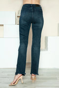 Judy Blue Full Size Button Fly Hem Destroy Straight Jeans - Desert Sunday
