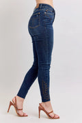 Judy Blue Full Size Embroidered High Rise Skinny Jeans Plus Size - Desert Sunday