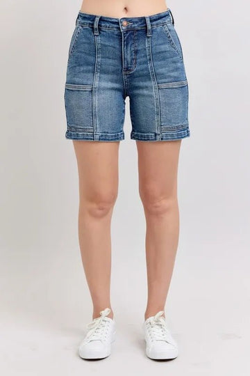 Judy Blue Full Size High Rise Denim Shorts Plus Size - Desert Sunday