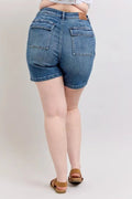 Judy Blue Full Size High Rise Denim Shorts Plus Size - Desert Sunday