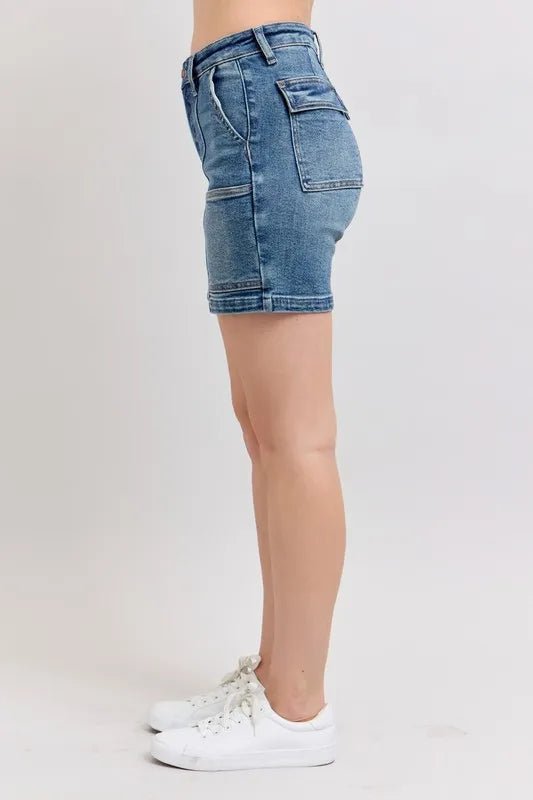 Judy Blue Full Size High Rise Denim Shorts Plus Size - Desert Sunday