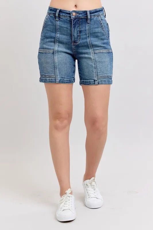 Judy Blue Full Size High Rise Denim Shorts Plus Size - Desert Sunday