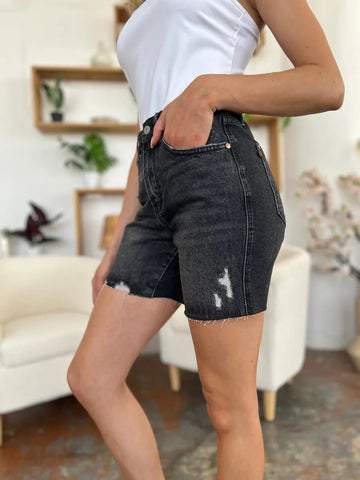 Judy Blue Full Size High Waist Rigid Magic Denim Shorts - Desert Sunday