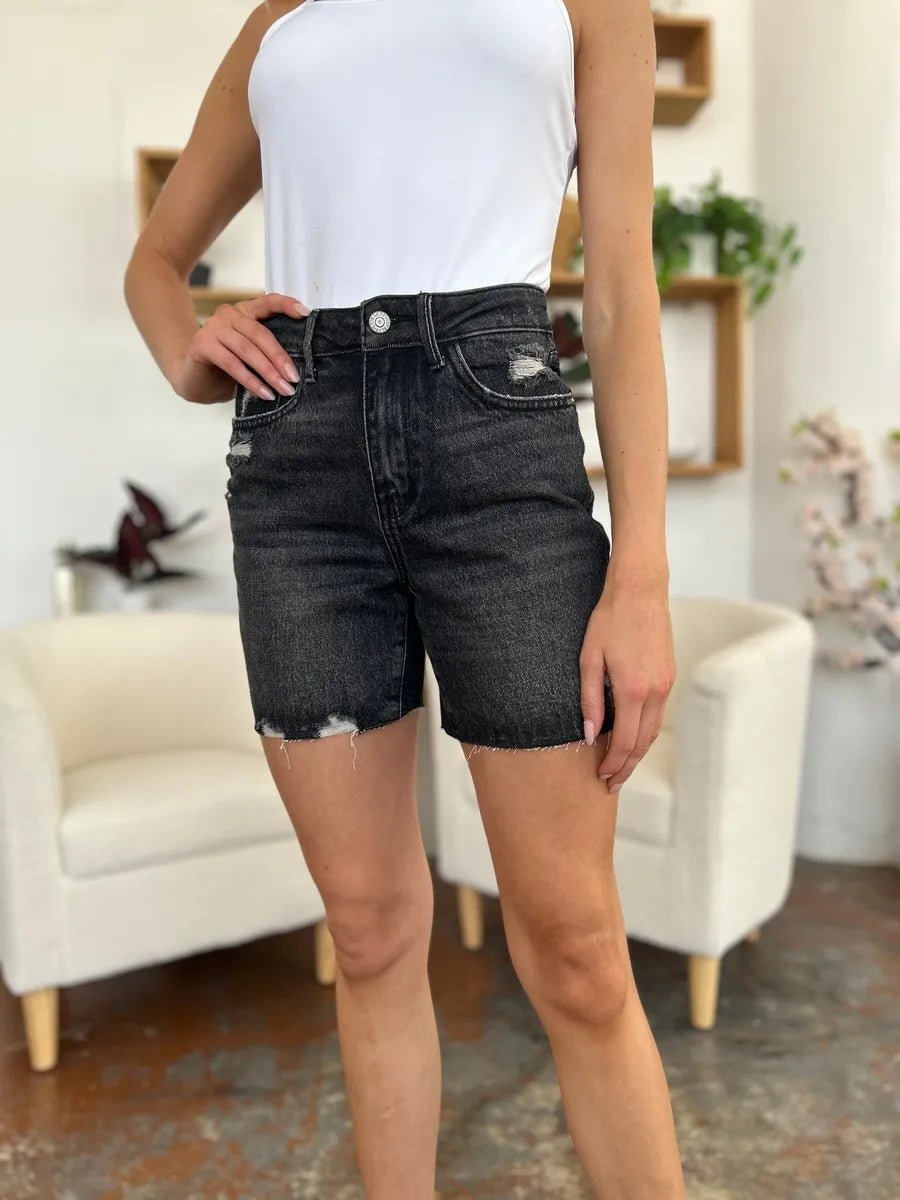 Judy Blue Full Size High Waist Rigid Magic Denim Shorts - Desert Sunday