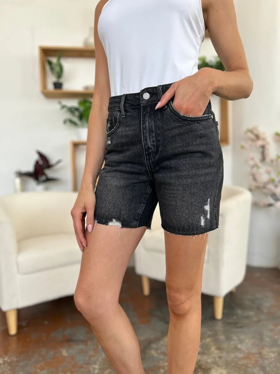Judy Blue Full Size High Waist Rigid Magic Denim Shorts - Desert Sunday