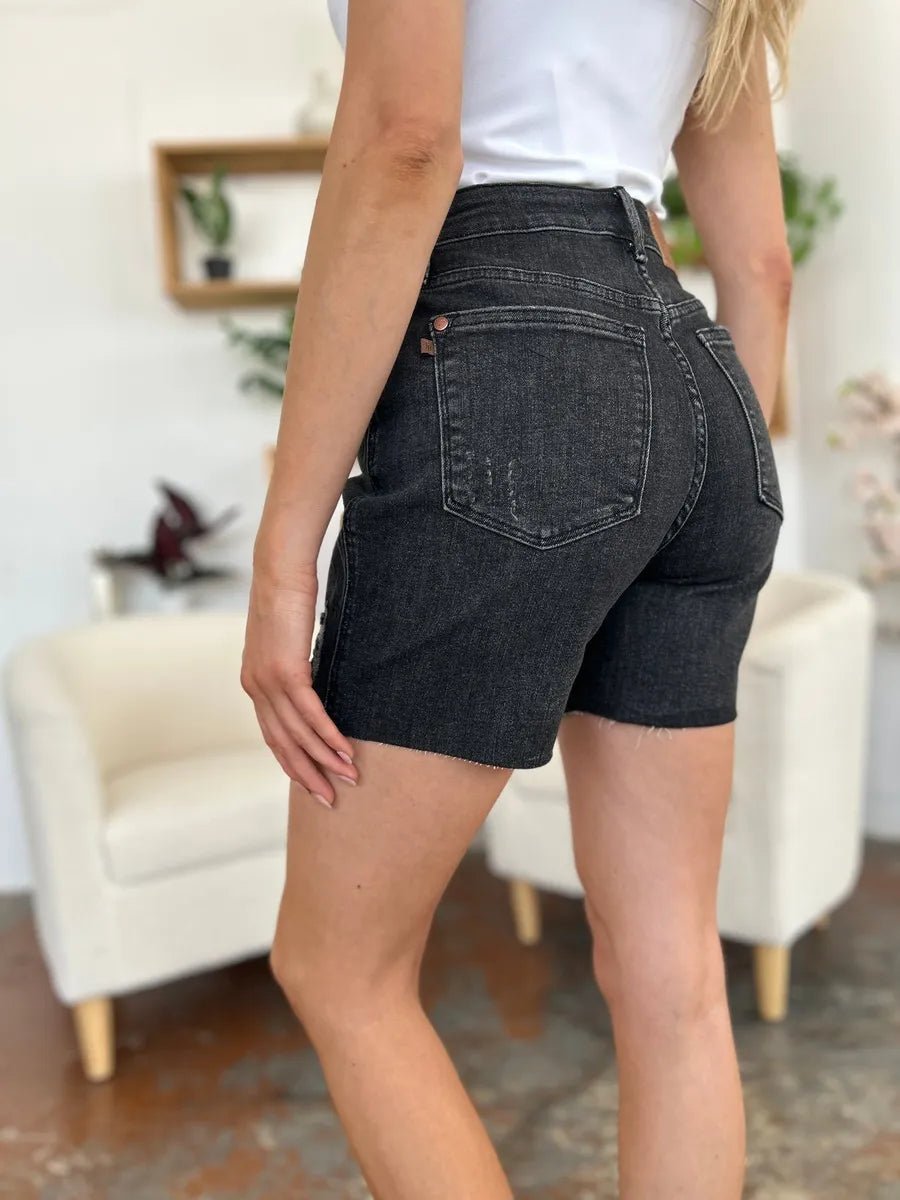 Judy Blue Full Size High Waist Rigid Magic Denim Shorts - Desert Sunday