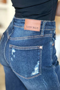 Judy Blue Full Size High Waist Rigid Magic Heavy Destroy Straight Jeans - Desert Sunday