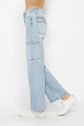 Judy Blue Full Size High Waist Straight Cargo Jeans - Desert Sunday