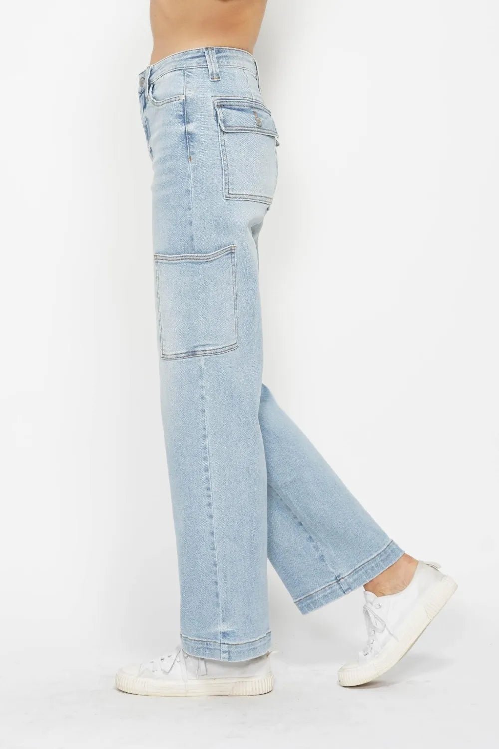 Judy Blue Full Size High Waist Straight Cargo Jeans - Desert Sunday