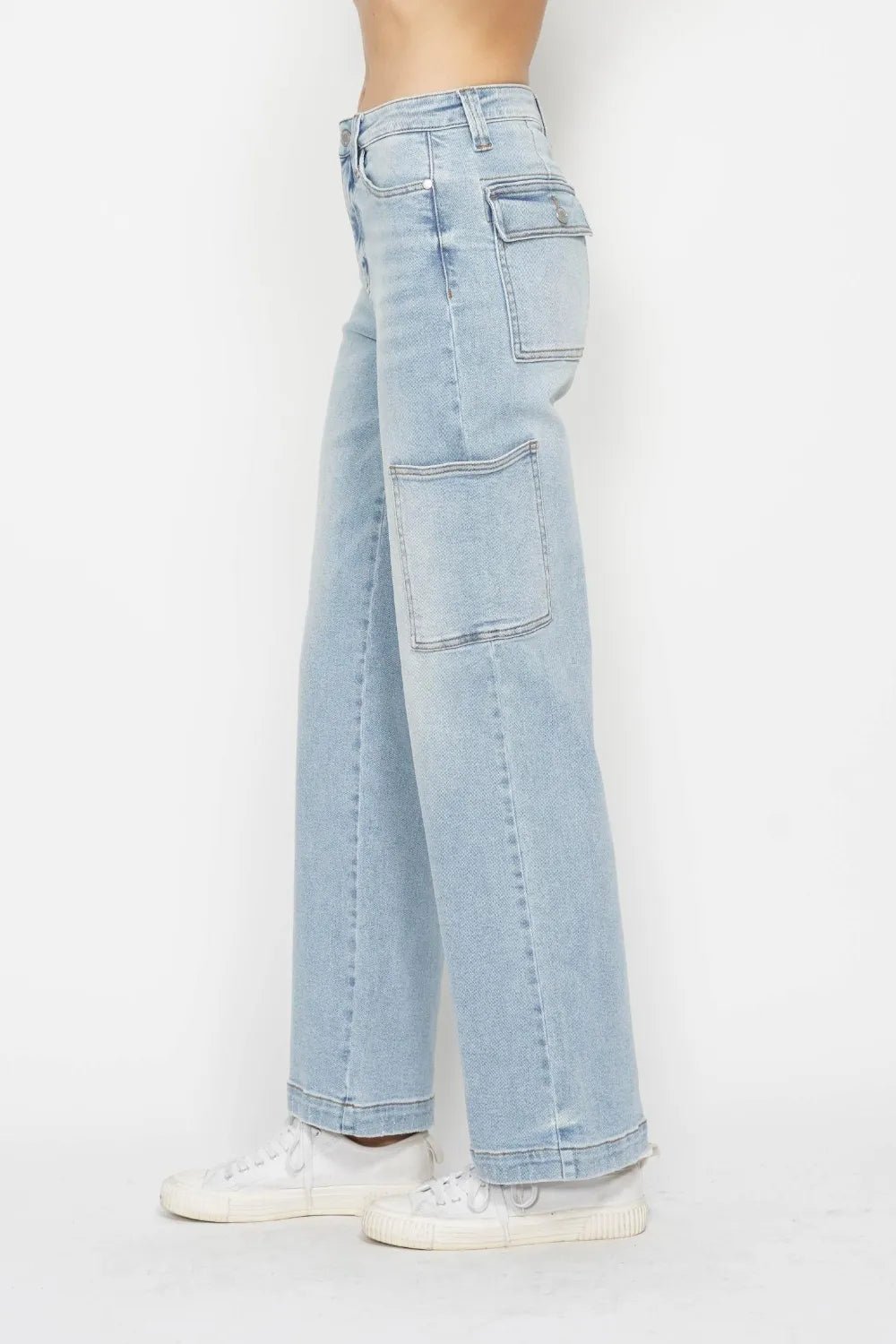 Judy Blue Full Size High Waist Straight Cargo Jeans - Desert Sunday