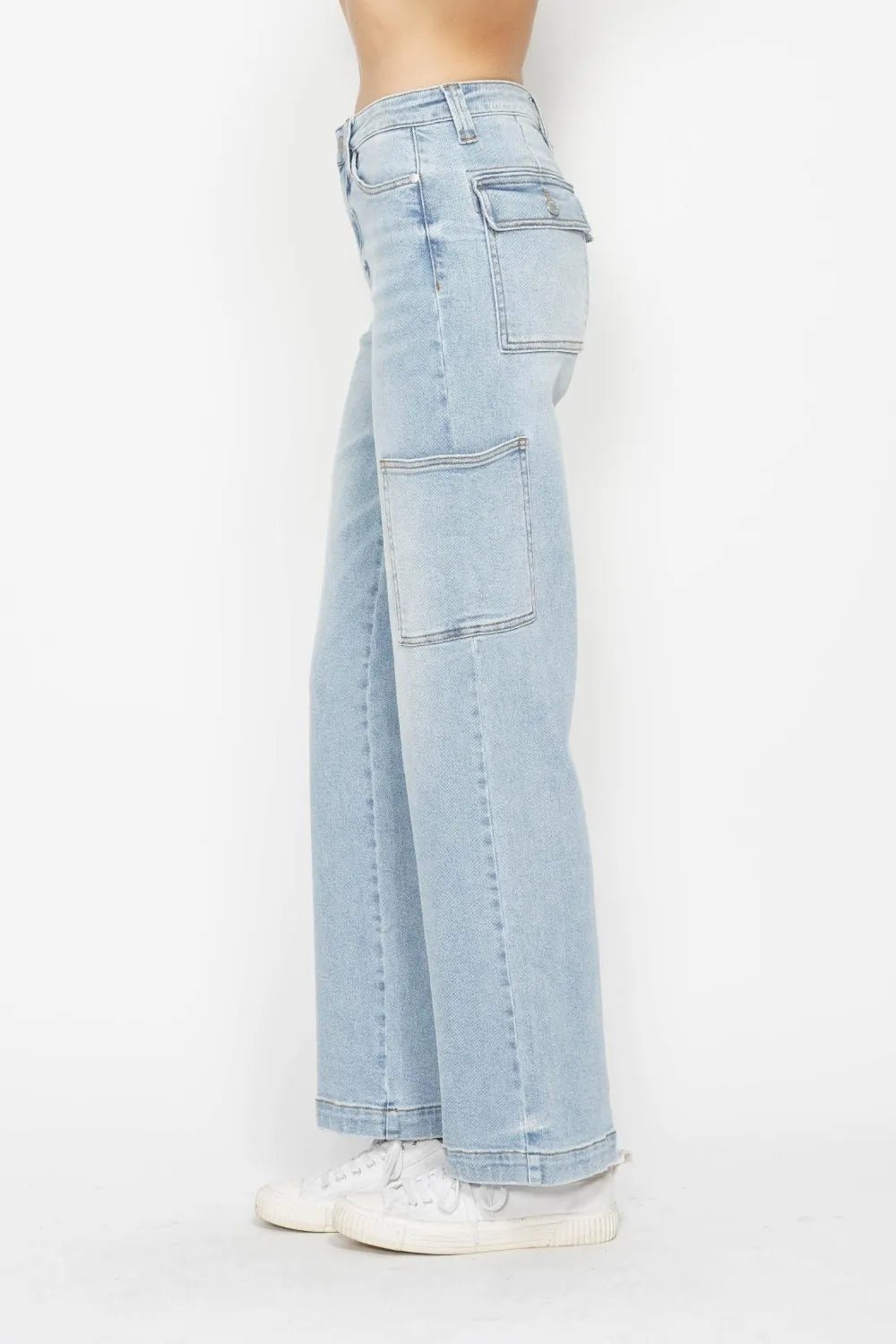 Judy Blue Full Size High Waist Straight Cargo Jeans - Desert Sunday