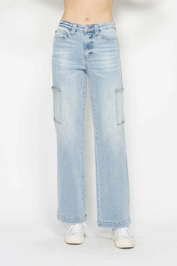 Judy Blue Full Size High Waist Straight Cargo Jeans - Desert Sunday
