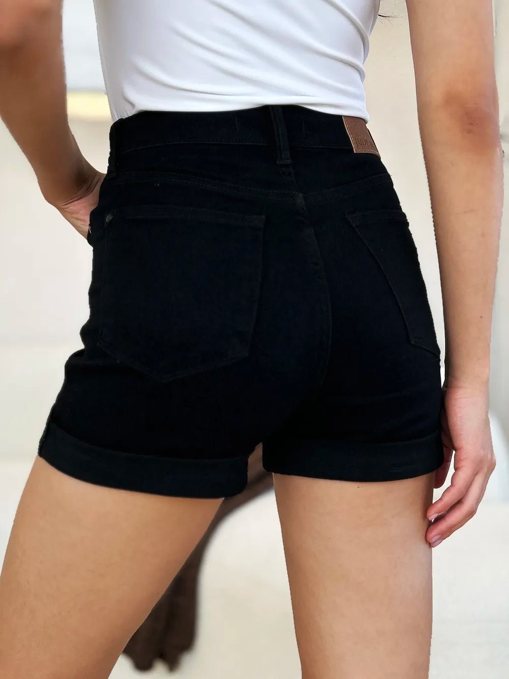 Judy Blue Full Size High Waist Tummy Control Cuffed Denim Shorts - Desert Sunday