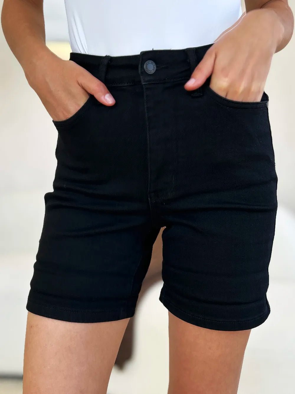 Judy Blue Full Size High Waist Tummy Control Cuffed Denim Shorts - Desert Sunday