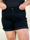 Judy Blue Full Size High Waist Tummy Control Cuffed Denim Shorts - Desert Sunday