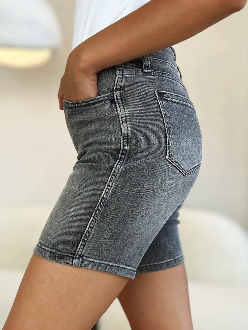 Judy Blue Full Size High Waist Washed Denim Shorts - Desert Sunday