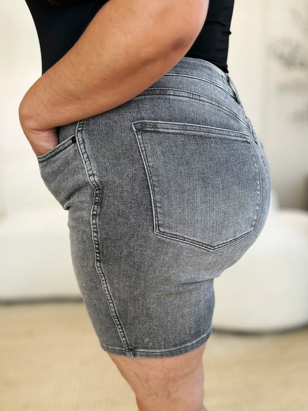 Judy Blue Full Size High Waist Washed Denim Shorts - Desert Sunday