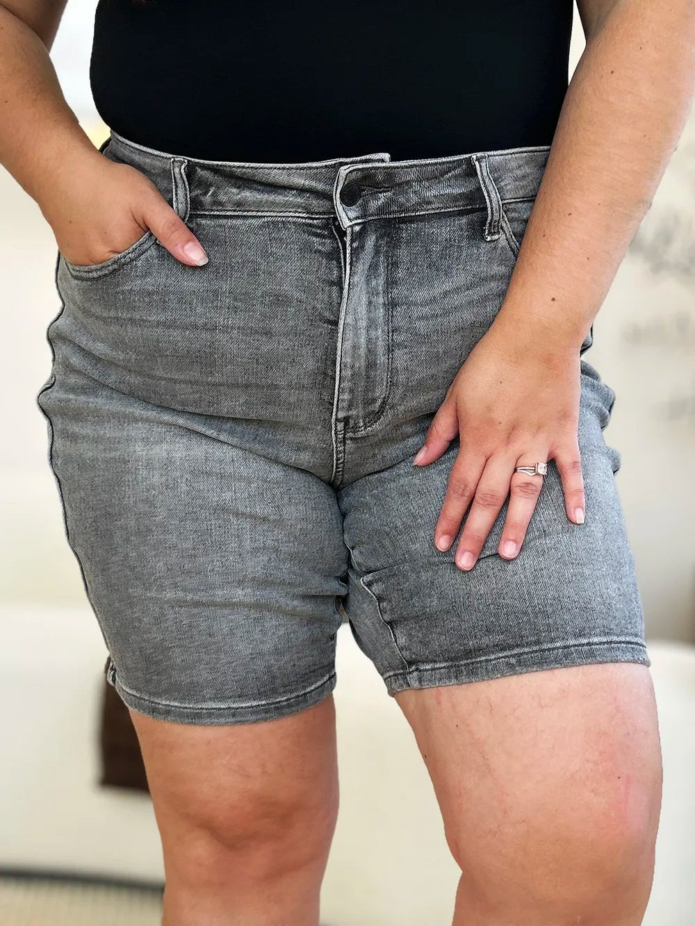Judy Blue Full Size High Waist Washed Denim Shorts - Desert Sunday