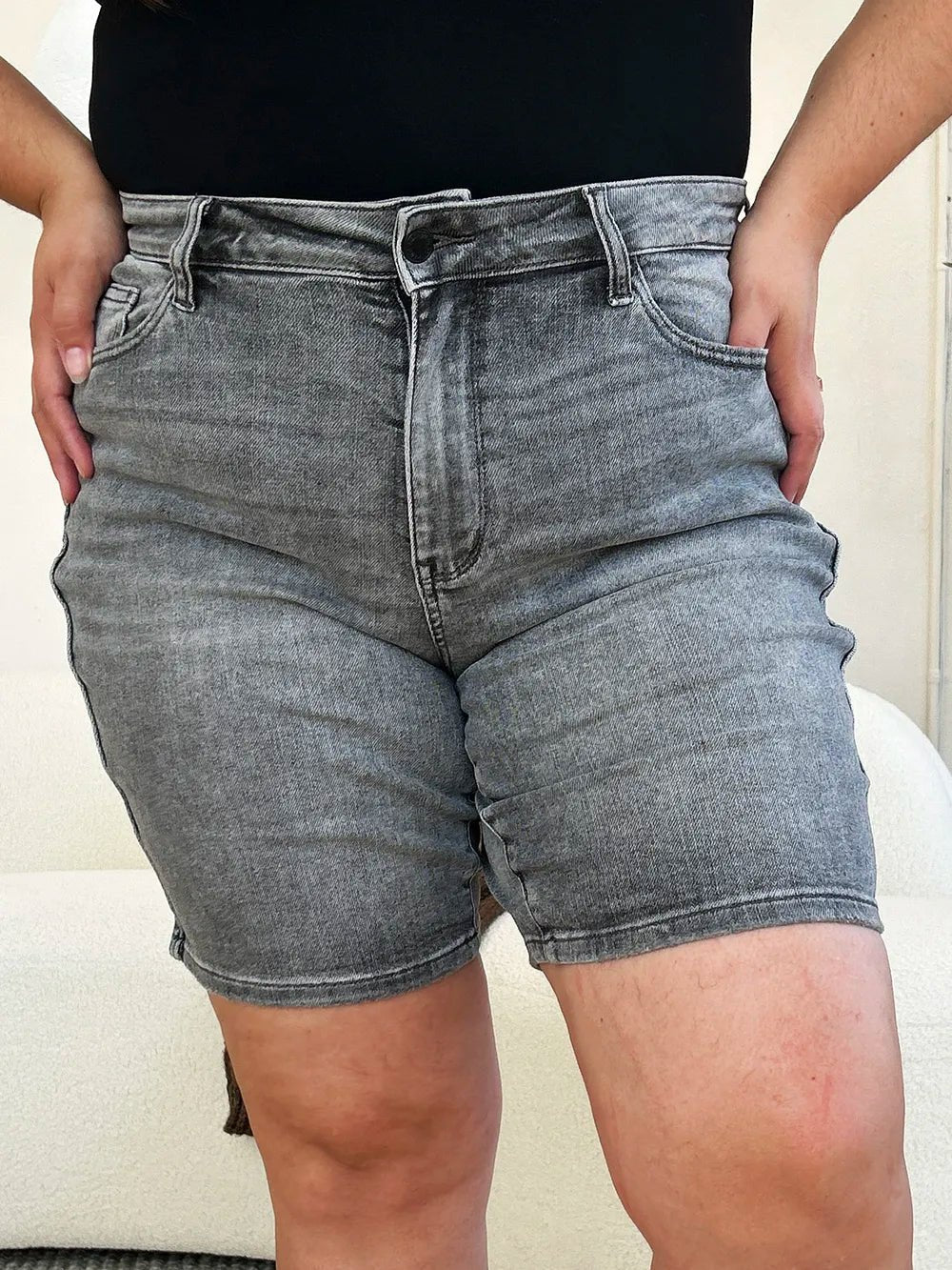 Judy Blue Full Size High Waist Washed Denim Shorts - Desert Sunday