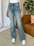 Judy Blue Full Size Medium Rise Tummy Control Destroy Flare - Desert Sunday