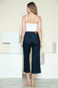 Judy Blue Full Size Side Seam Braid Detail Crop Wide Leg Jeans - Desert Sunday