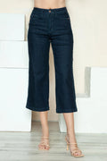 Judy Blue Full Size Side Seam Braid Detail Crop Wide Leg Jeans - Desert Sunday