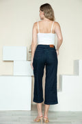 Judy Blue Full Size Side Seam Braid Detail Crop Wide Leg Jeans - Desert Sunday