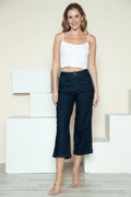Judy Blue Full Size Side Seam Braid Detail Crop Wide Leg Jeans - Desert Sunday