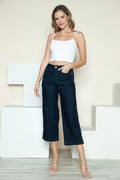 Judy Blue Full Size Side Seam Braid Detail Crop Wide Leg Jeans - Desert Sunday