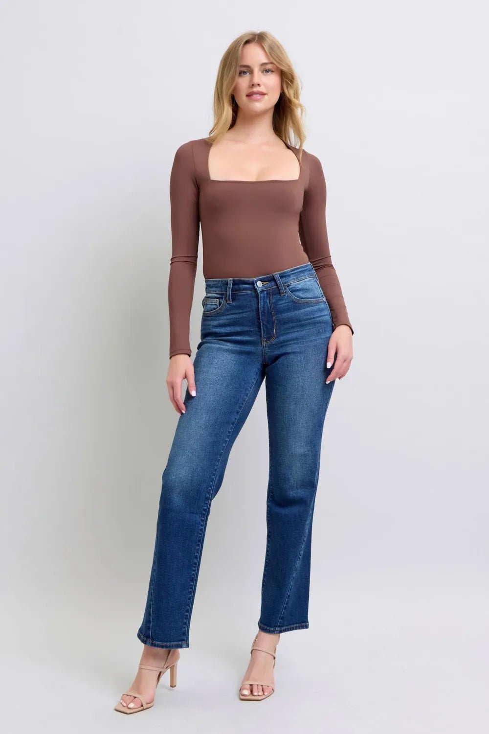 Judy Blue Full Size Side Seam Detail Straight Jeans with Pockets - Desert Sunday