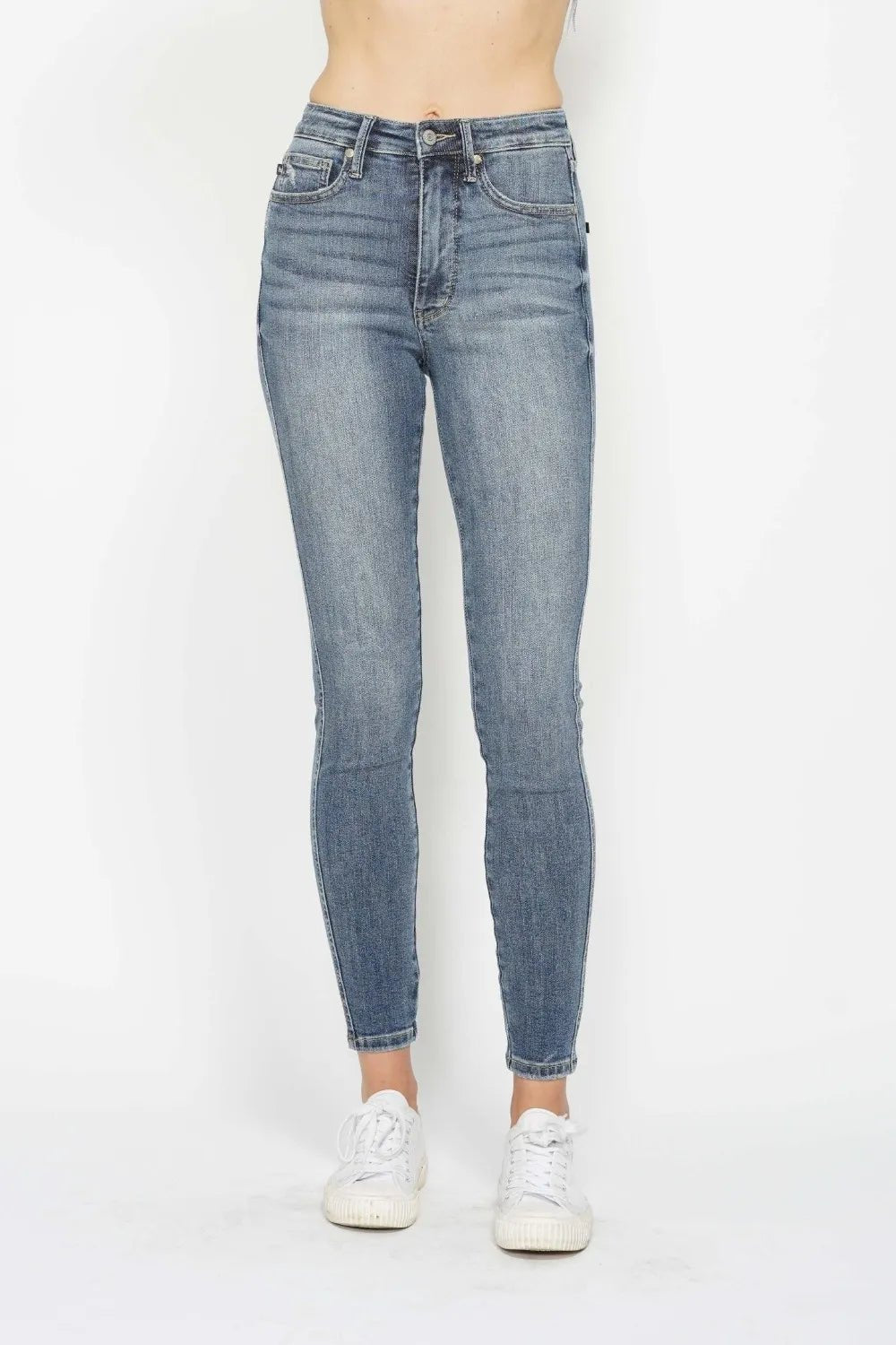 Judy Blue Full Size Tummy Control Contrast Wash Skinny Jeans - Desert Sunday