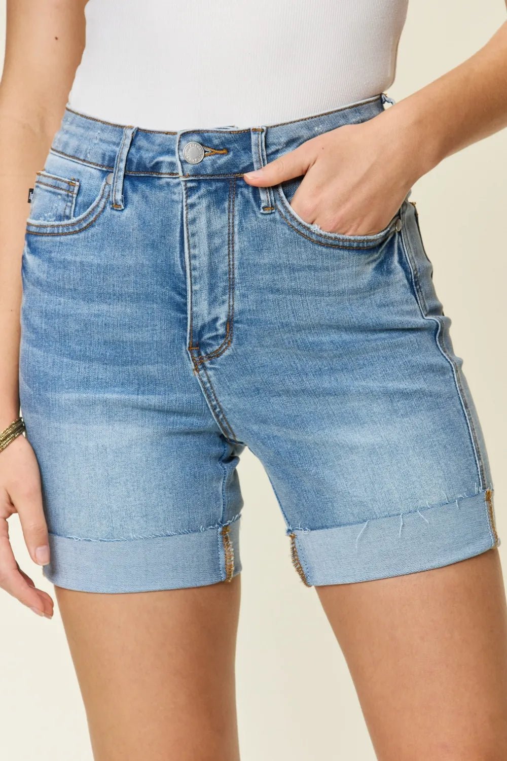 Judy Blue Full Size Tummy Control High Waist Denim Shorts - Desert Sunday