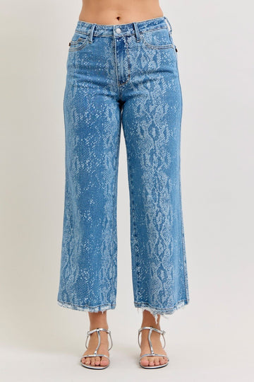 Judy Blue High Rise Ankle Wide Leg Jeans - Desert Sunday