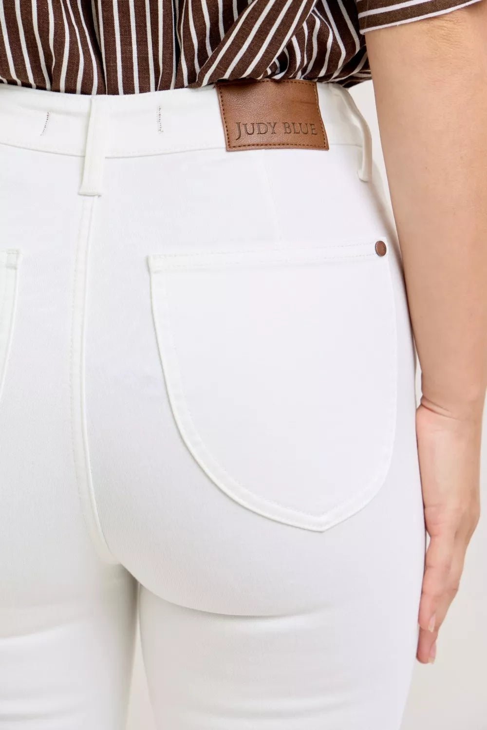 Judy Blue High Waist Extended Waistband Capri Pants with Spade Pockets - Desert Sunday