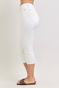 Judy Blue High Waist Extended Waistband Capri Pants with Spade Pockets - Desert Sunday