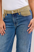 Judy Blue MR Column Straight Jeans with Corduroy Waist - Desert Sunday
