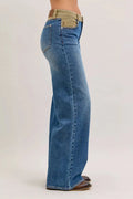 Judy Blue MR Column Straight Jeans with Corduroy Waist - Desert Sunday