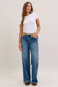 Judy Blue MR Column Straight Jeans with Corduroy Waist - Desert Sunday