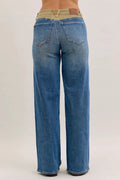 Judy Blue MR Column Straight Jeans with Corduroy Waist - Desert Sunday